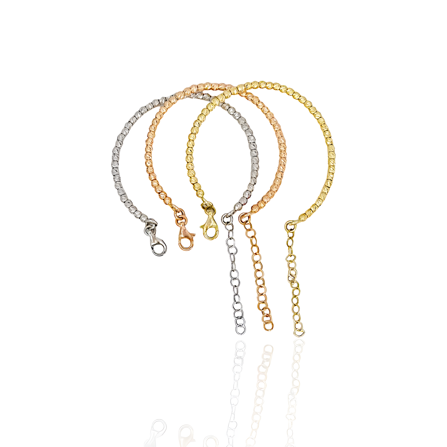 14k Solid Gold Beaded Diamond Cut Baby Bracelet