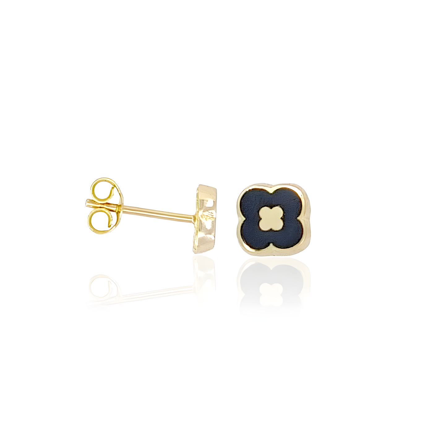 14K Gold Enamel Stud Earrings