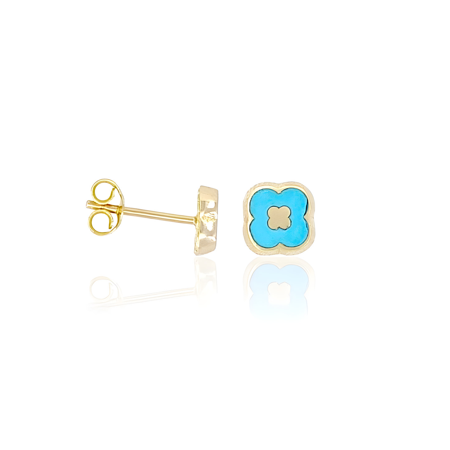 14K Gold Enamel Stud Earrings