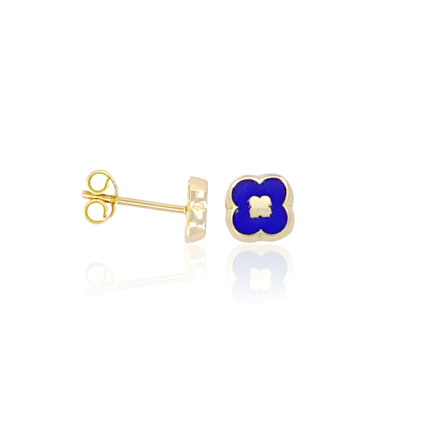 14K Gold Enamel Stud Earrings