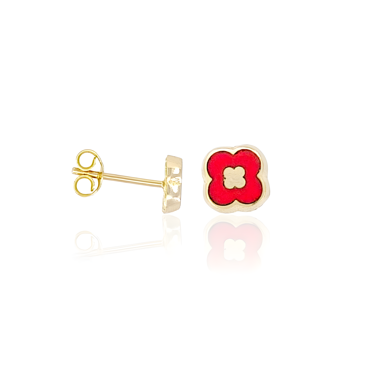 14K Gold Enamel Stud Earrings