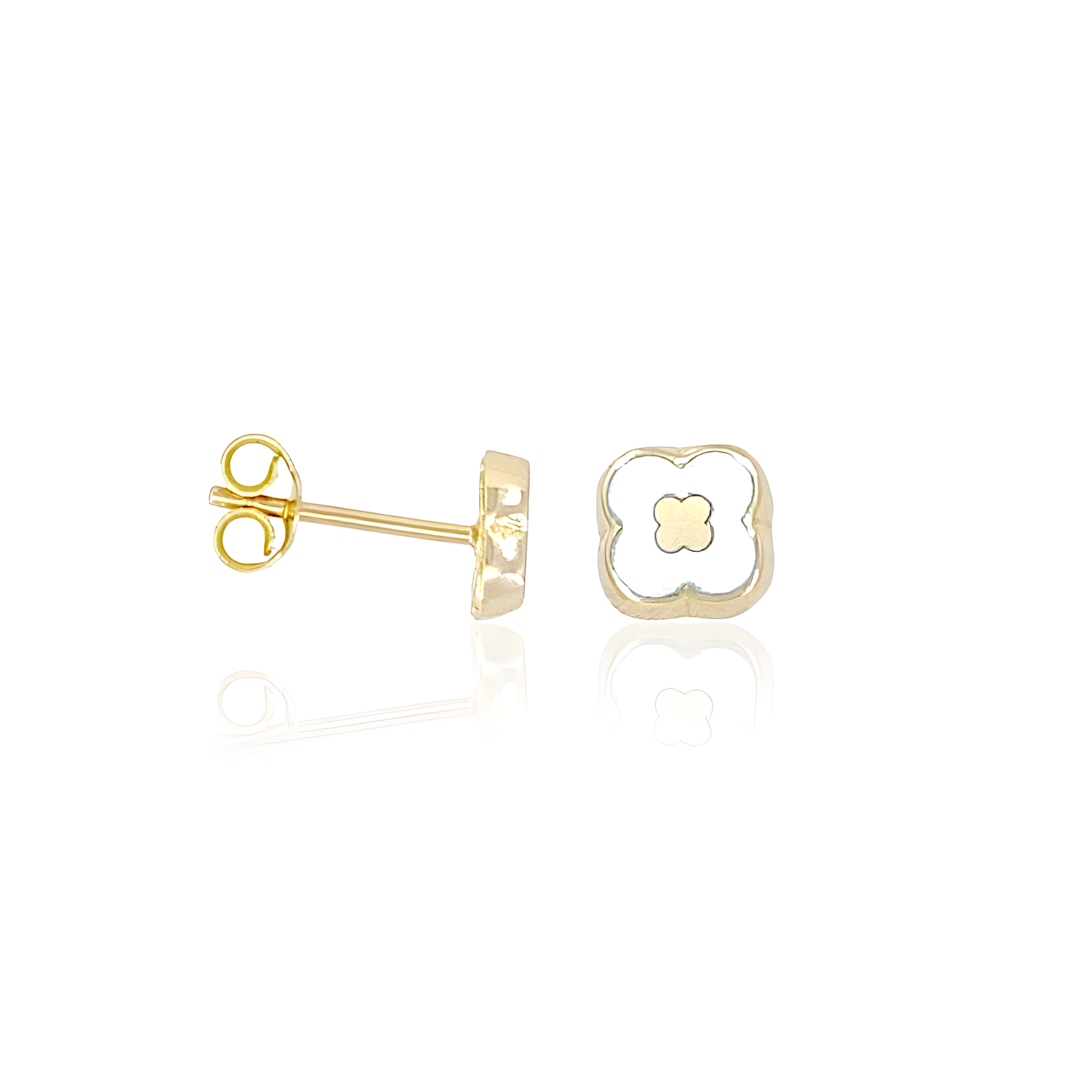 14K Gold Enamel Stud Earrings