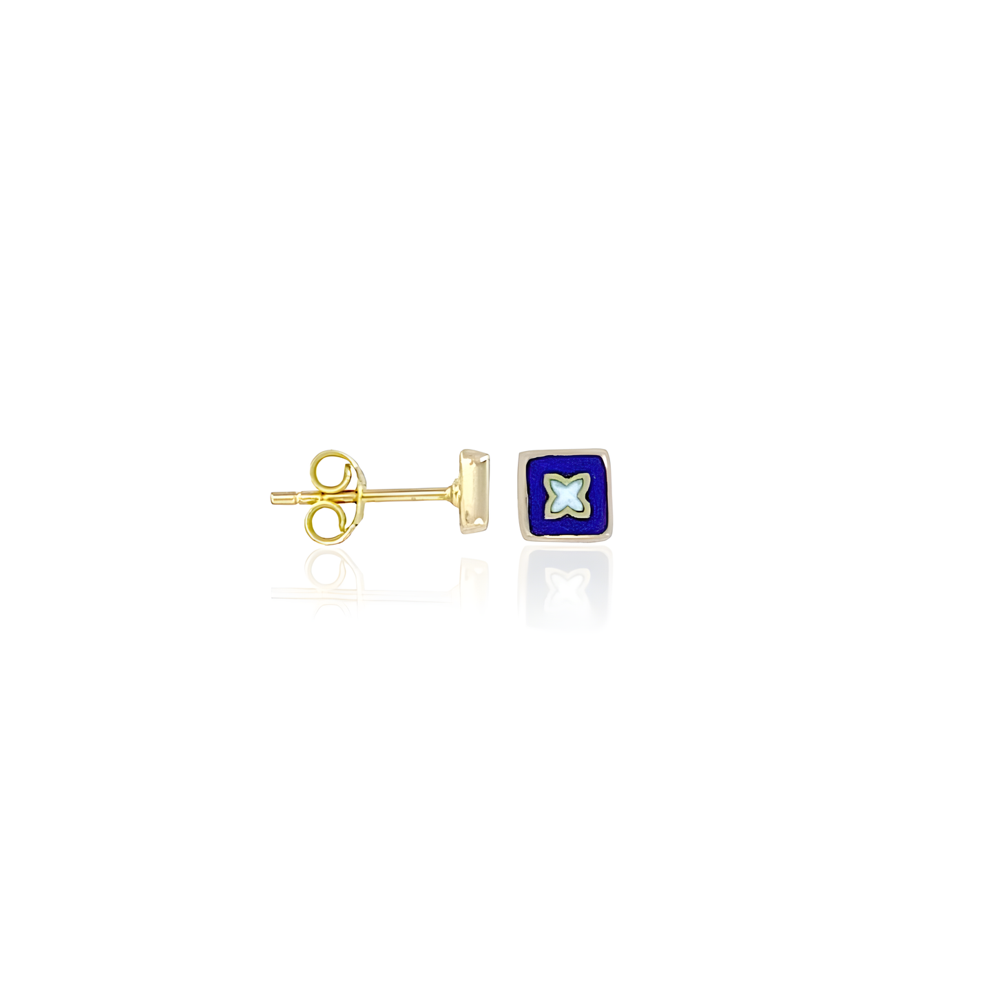 14K Gold Enamel Stud Earrings