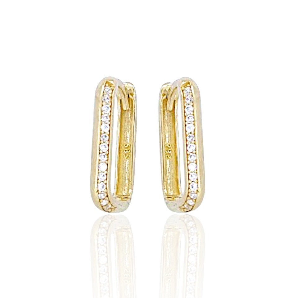 14K Huggie Hoop Earrings with Cubic Zirconia