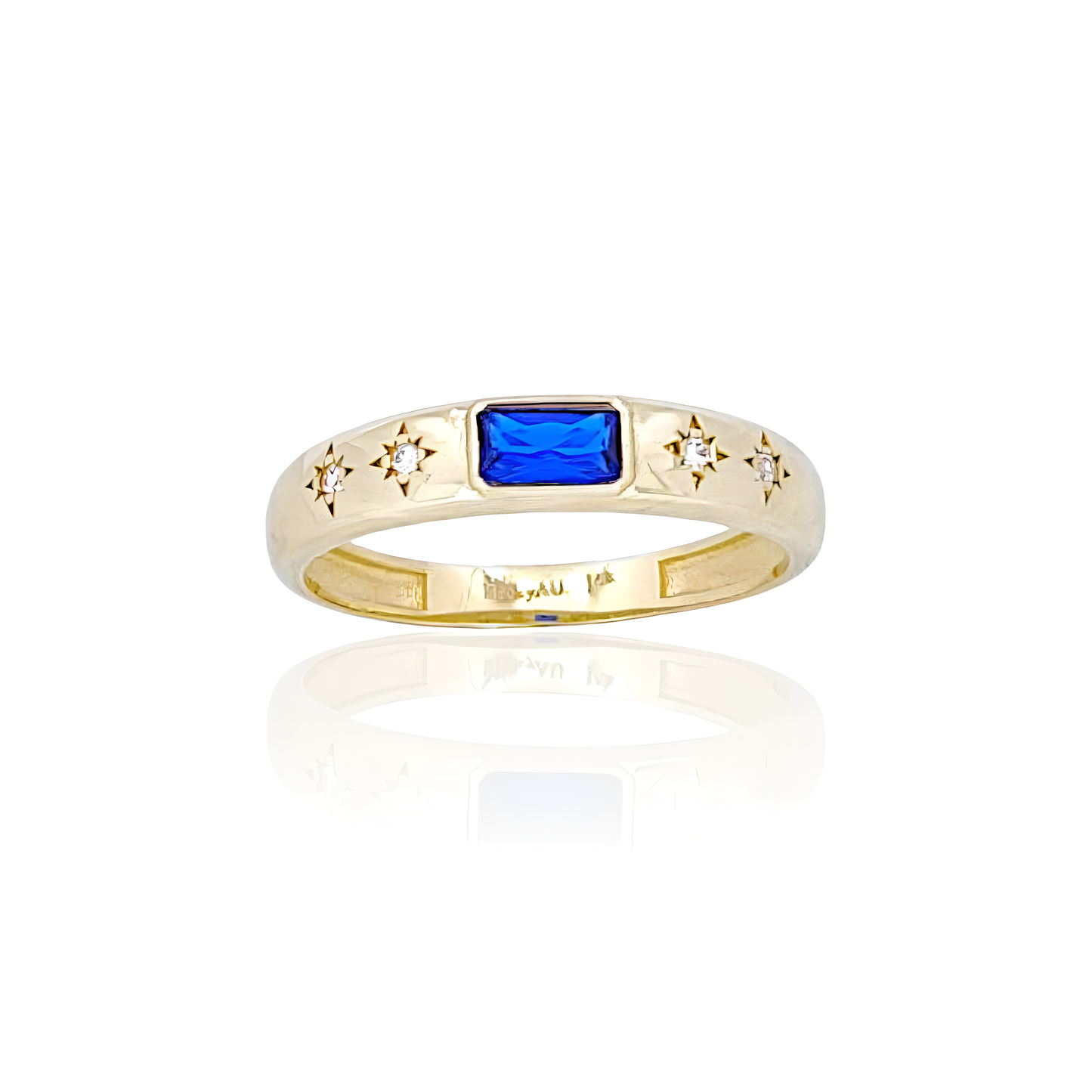 14K Gold Ring with Square shape Stones
