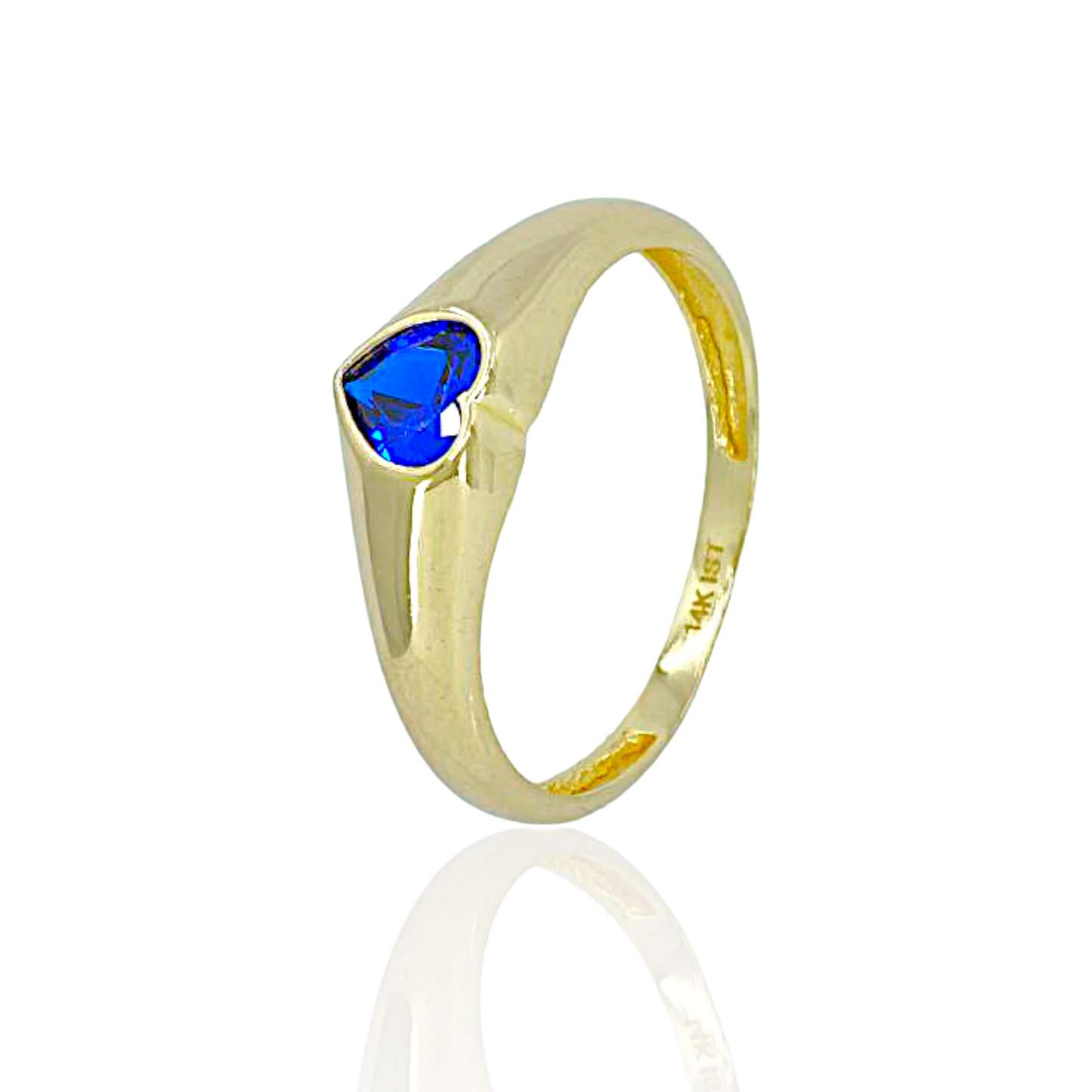 14K Gold Ring with Blue Heart Topaz