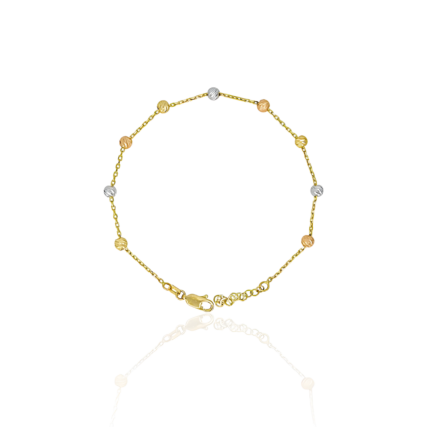 14K Gold Diamond Cut Bead Bracelet