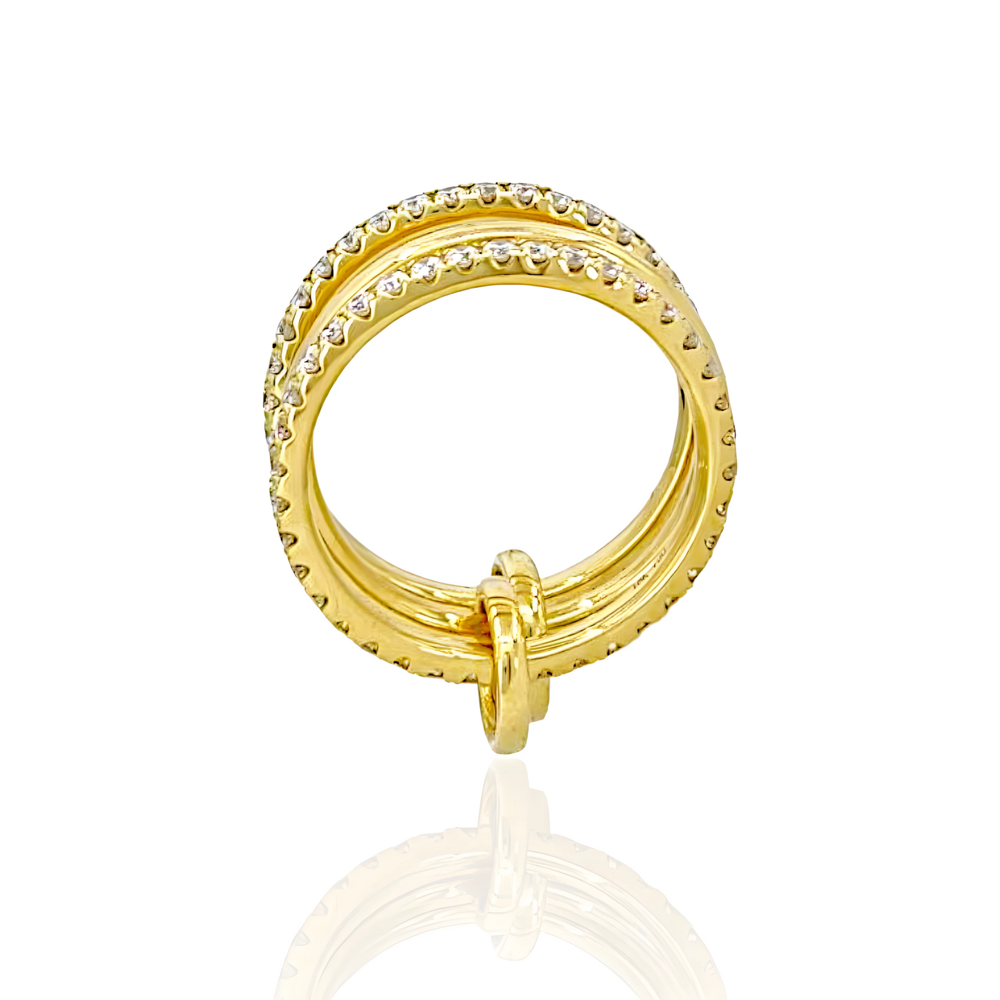 18K Gold Triple Ring with Natural Diamonds
