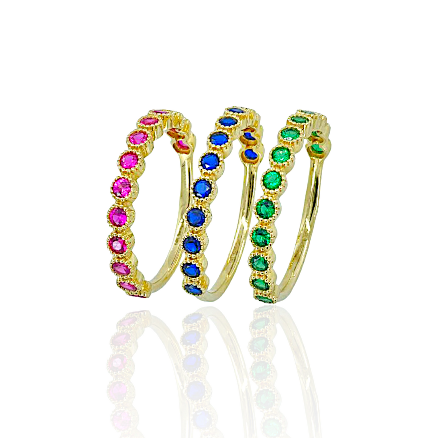 14K Gold Ring with Round Topazes