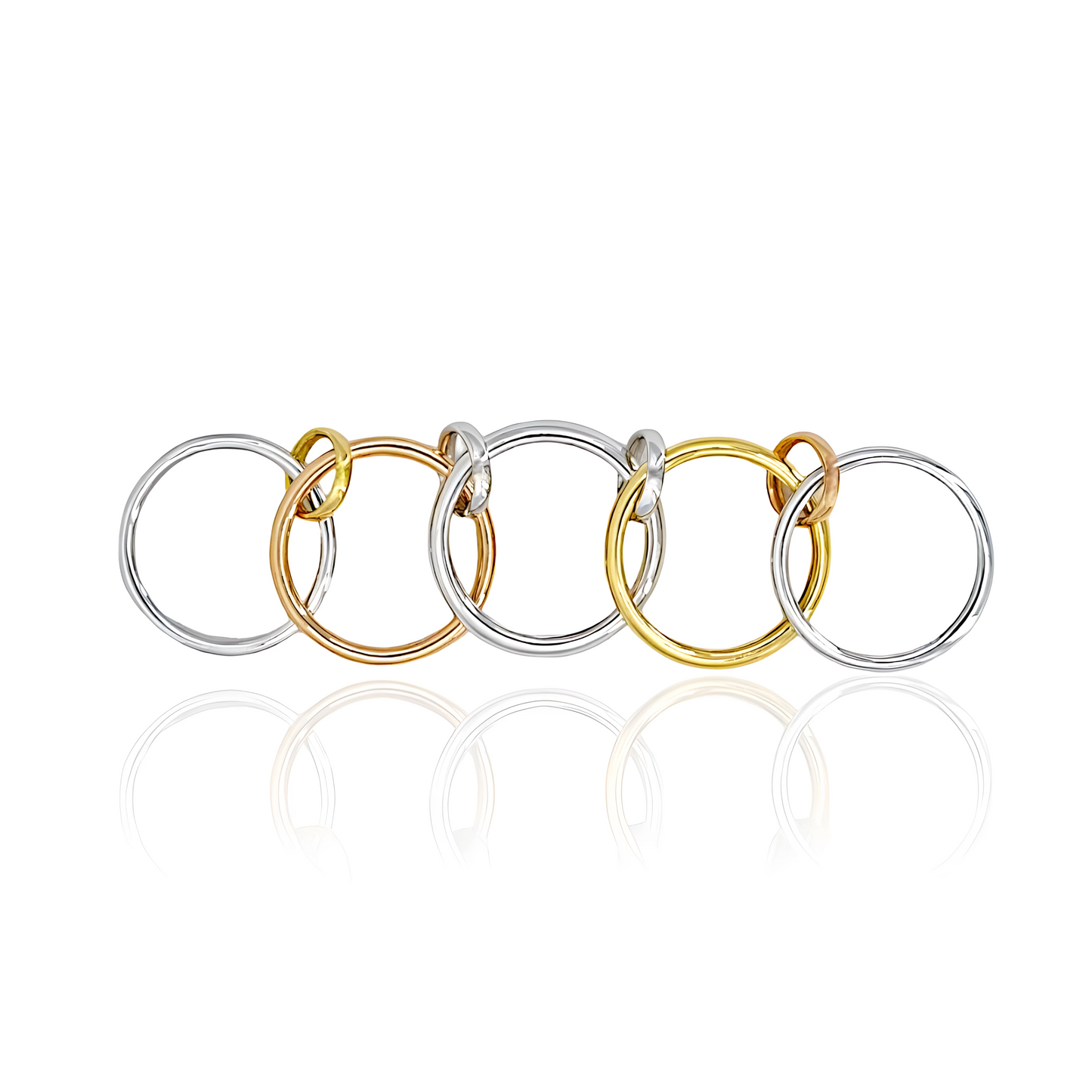 18K Mix Color Gold Quintuple Ring