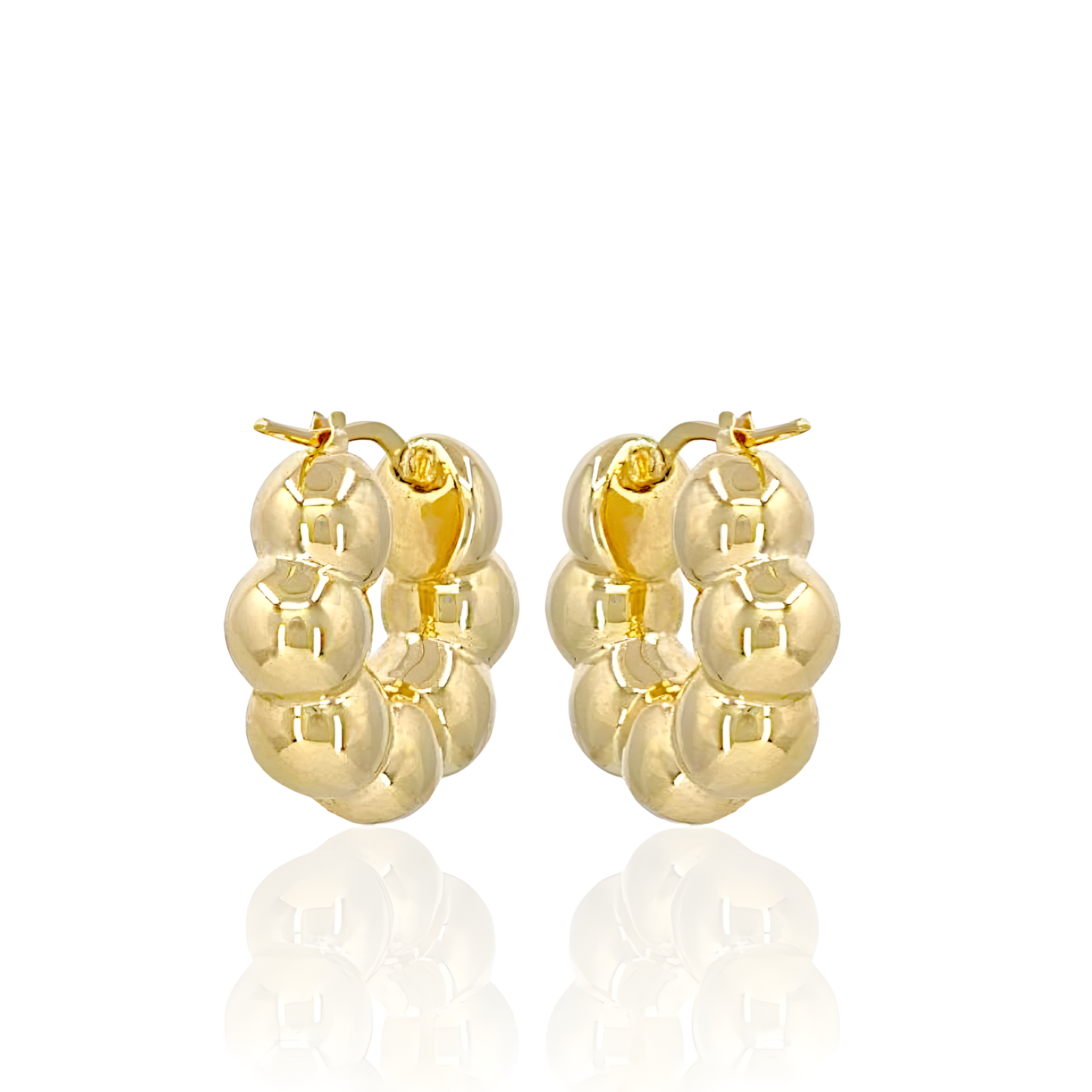 14K Gold BIG Bubbles Hoop Earrings