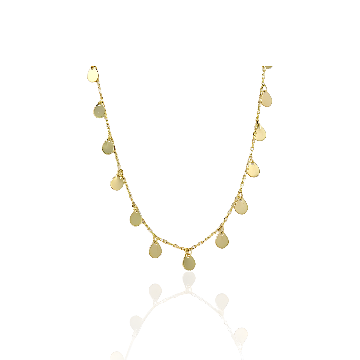 14K Gold Flat Tear Drop Necklace