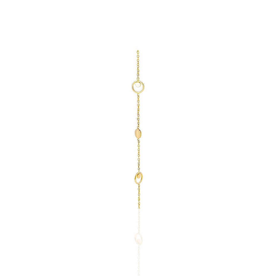 14K Gold Rounded Flat Disk Bracelet