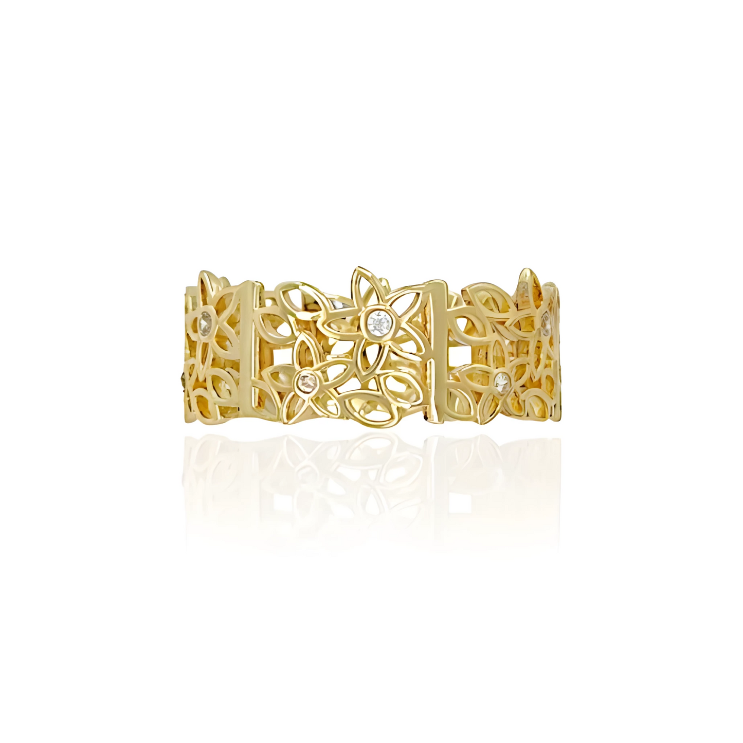 14K Gold Five Leaf Flower Ring