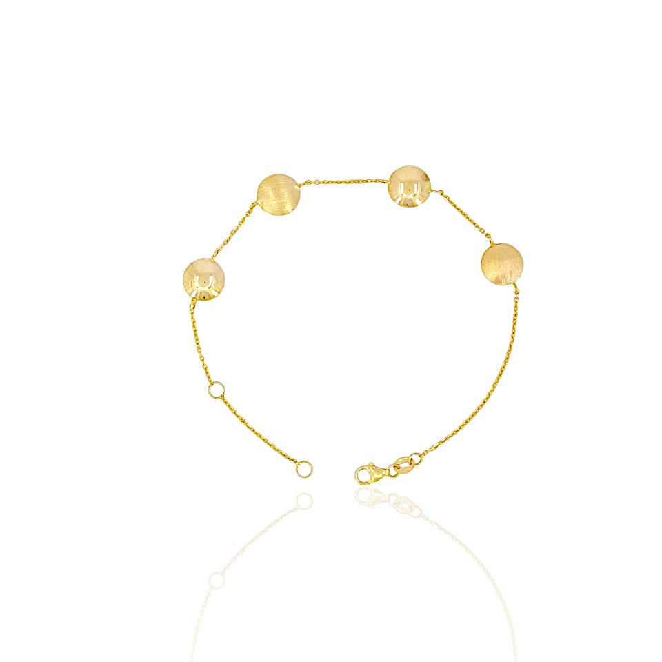 14K Gold Polished and Satin Pebble Bracelet