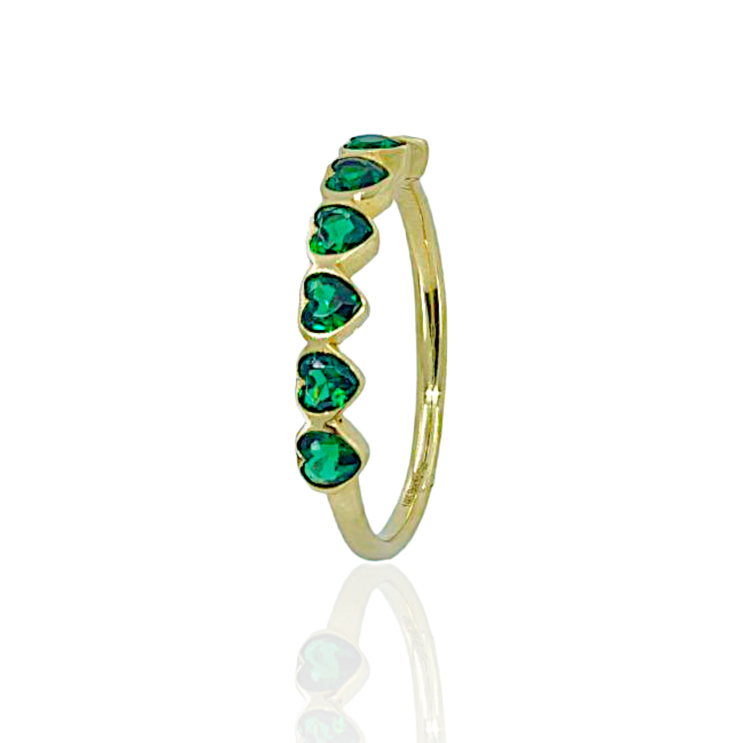 14K Gold Ring with Pretty Heart Stones