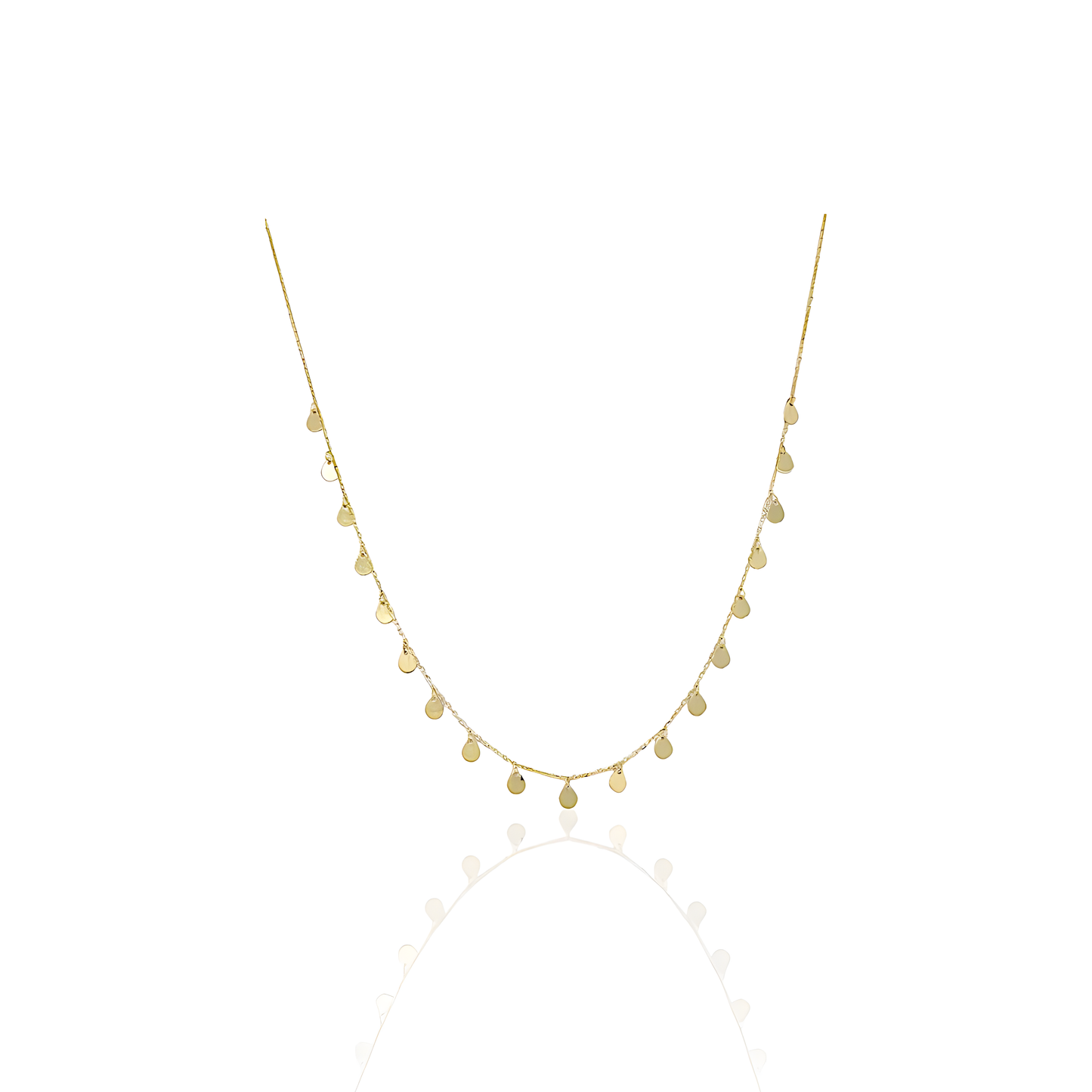 14K Gold Flat Tear Drop Necklace