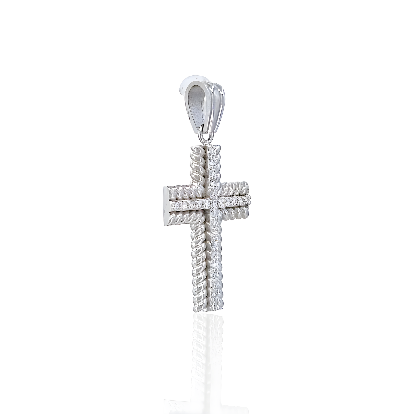 14K Gold Wide Cross With Natural Diamonds