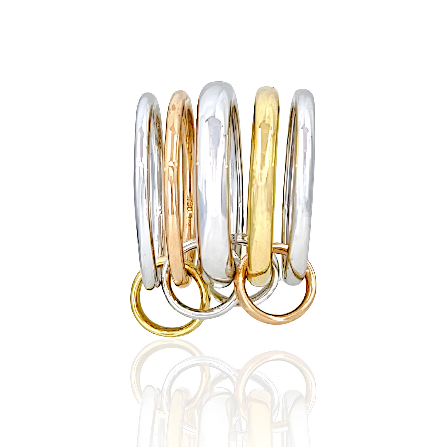 18K Mix Color Gold Quintuple Ring