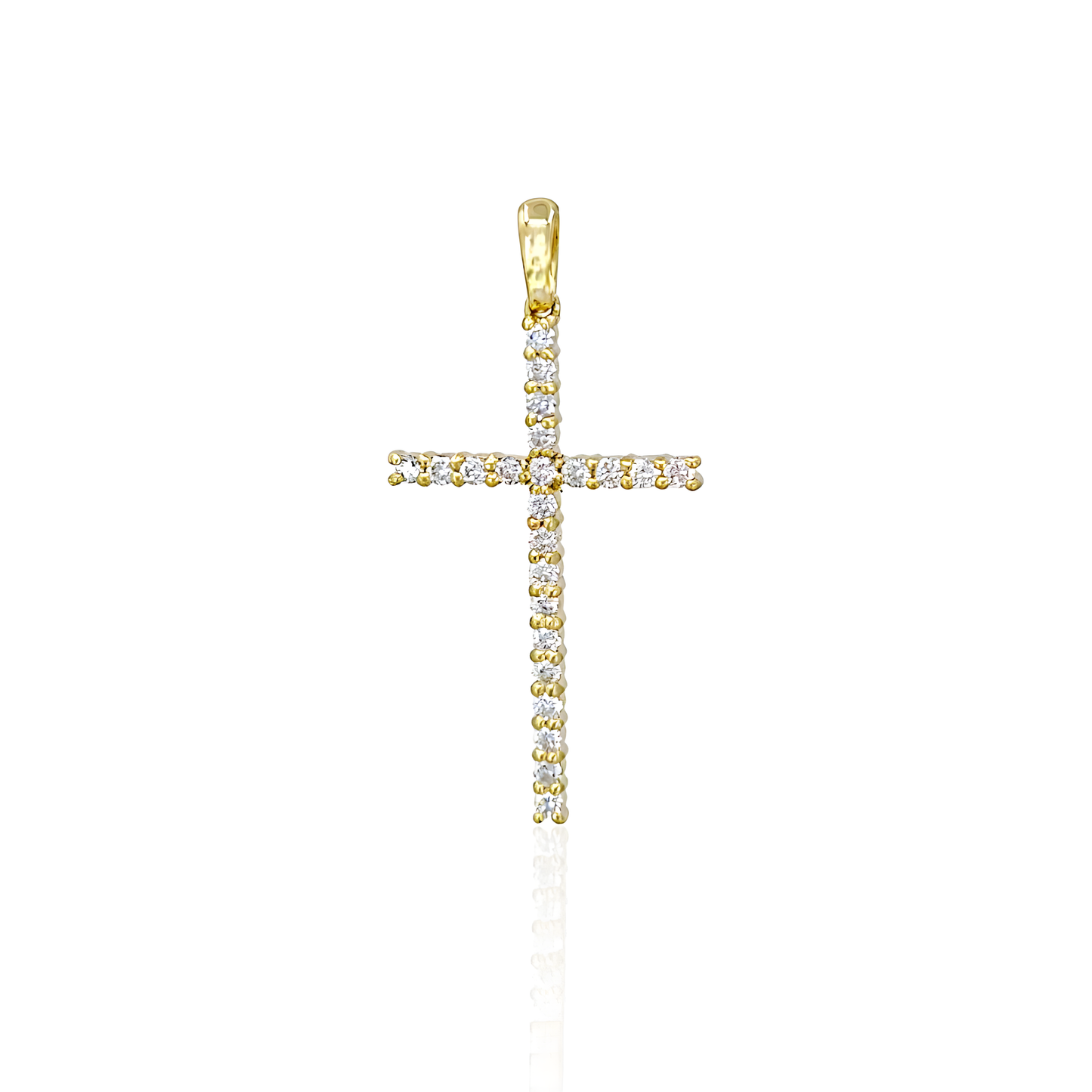 14K Gold Cross With Natural Diamonds