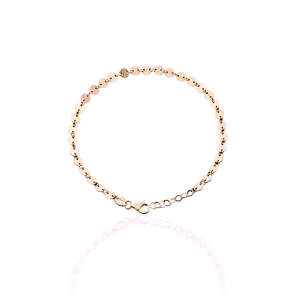 14k Solid Gold Flat Coin Bracelet