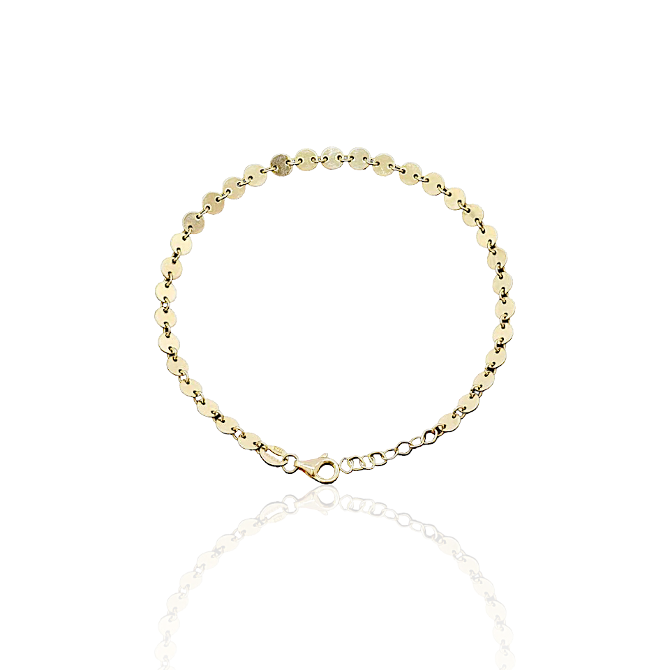 14k Solid Gold Flat Coin Bracelet