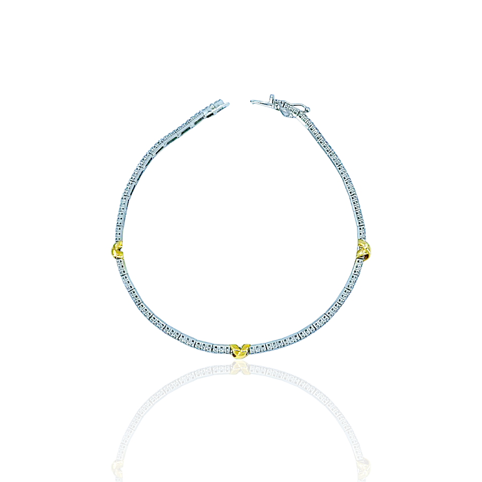 Gold Bracelet in 14k White Gold with Yellow Gold Decoration