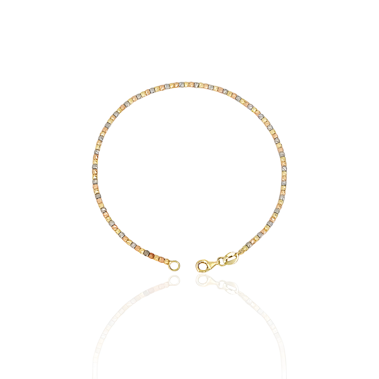 14K Gold Diamond Cut Bead Bracelet