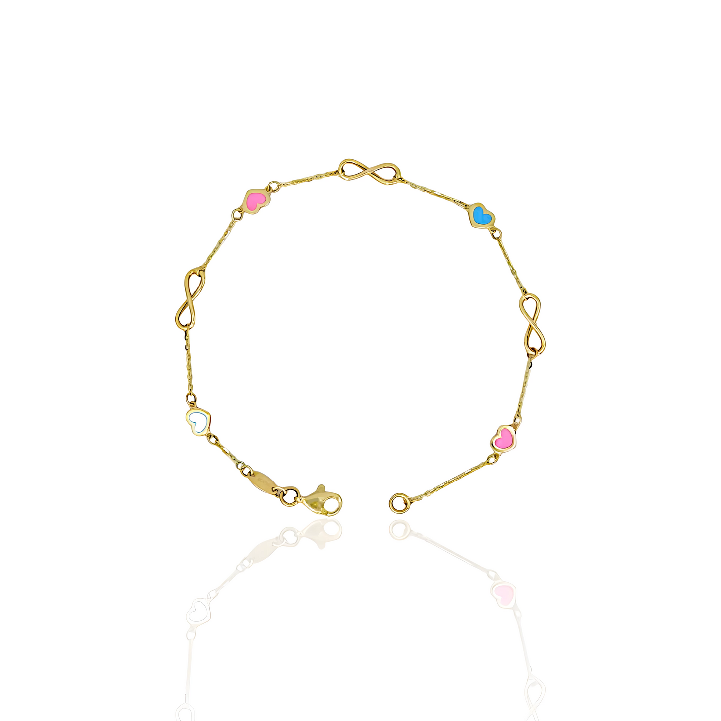 14K Gold Enamel Heart Bracelet