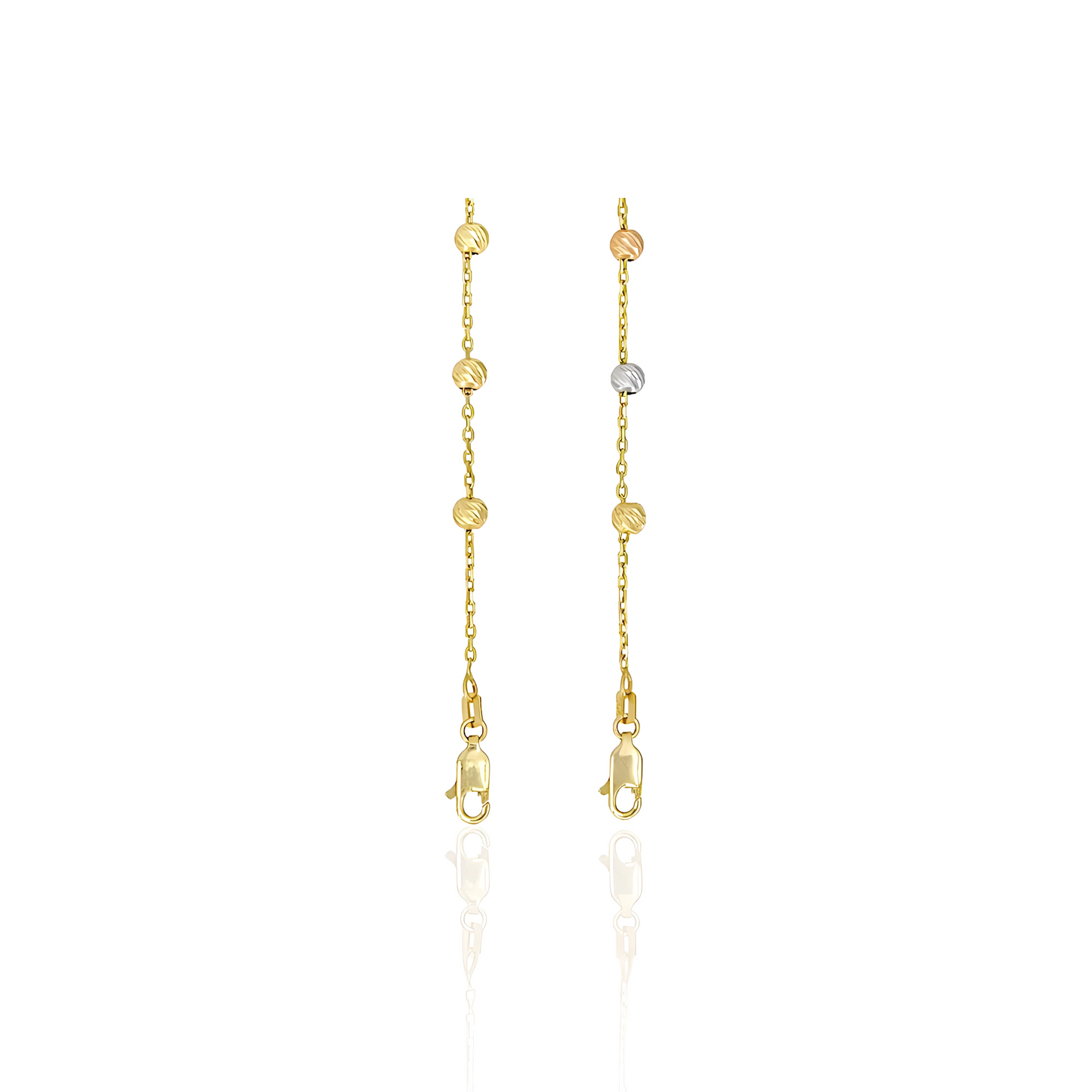 14K Gold Diamond Cut Bead Bracelet
