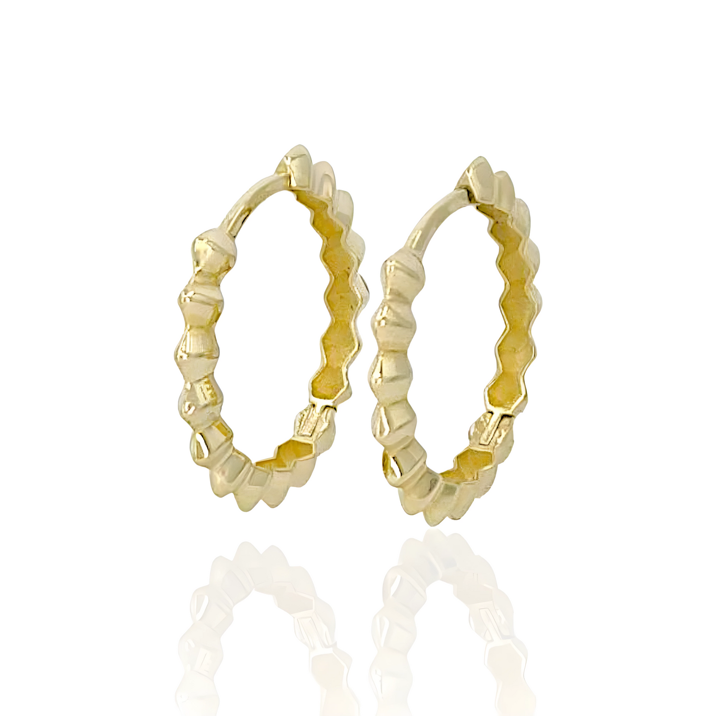 14K Gold Star Shaped Hoop Earrings