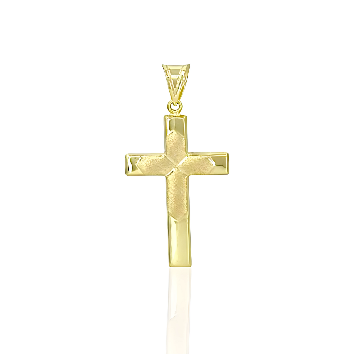 14K Gold Cross Pendant with Satin Engraving