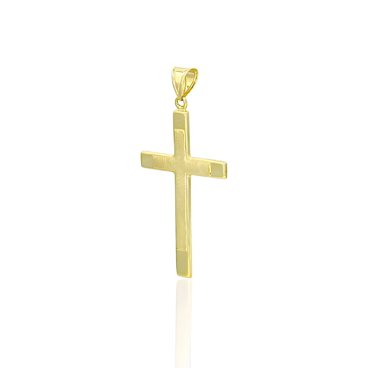 14K Gold Cross Pendant with Satin Engraving