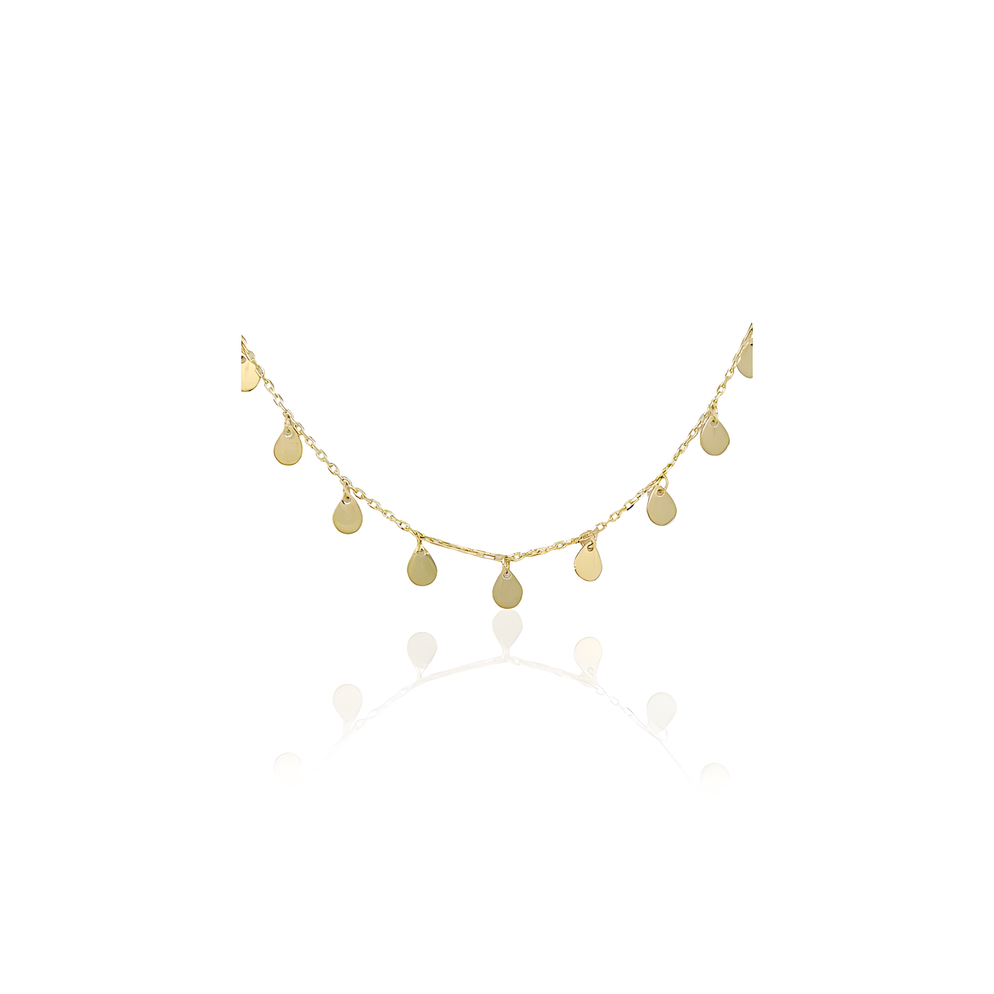 14K Gold Flat Tear Drop Necklace