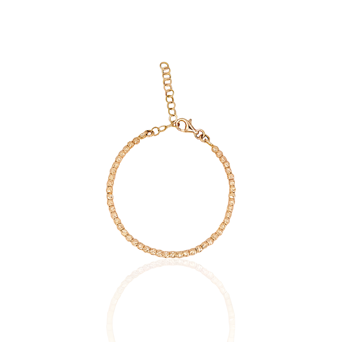 14k Solid Gold Beaded Diamond Cut Baby Bracelet