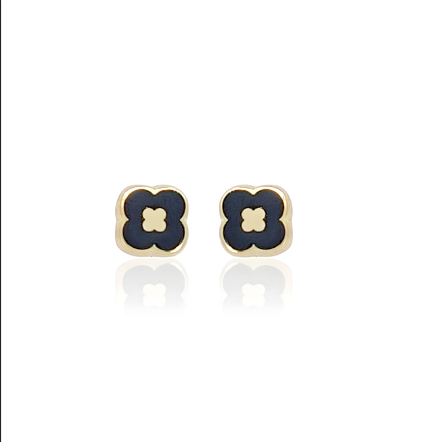 14K Gold Enamel Stud Earrings