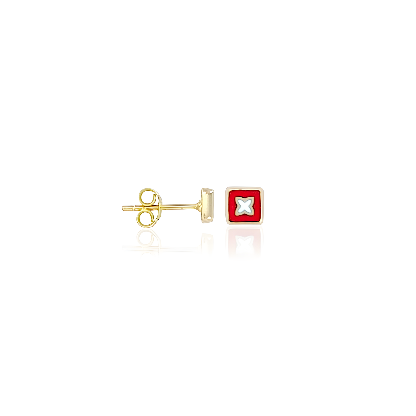 14K Gold Enamel Stud Earrings