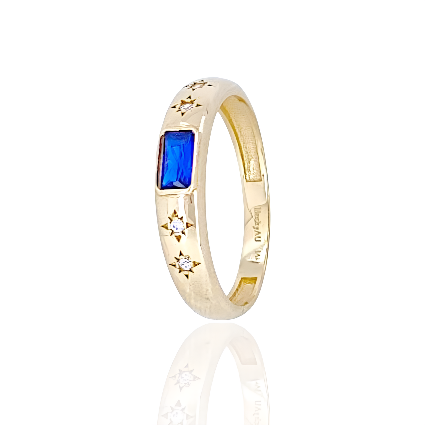 14K Gold Ring with Square shape Stones