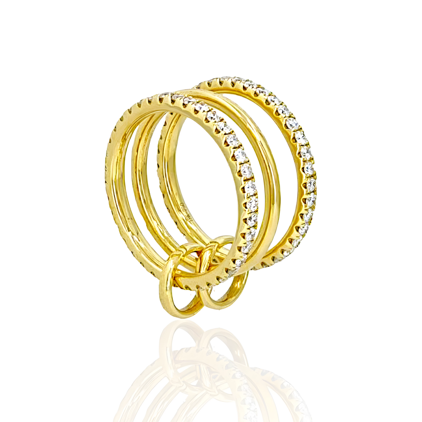 18K Gold Triple Ring with Natural Diamonds