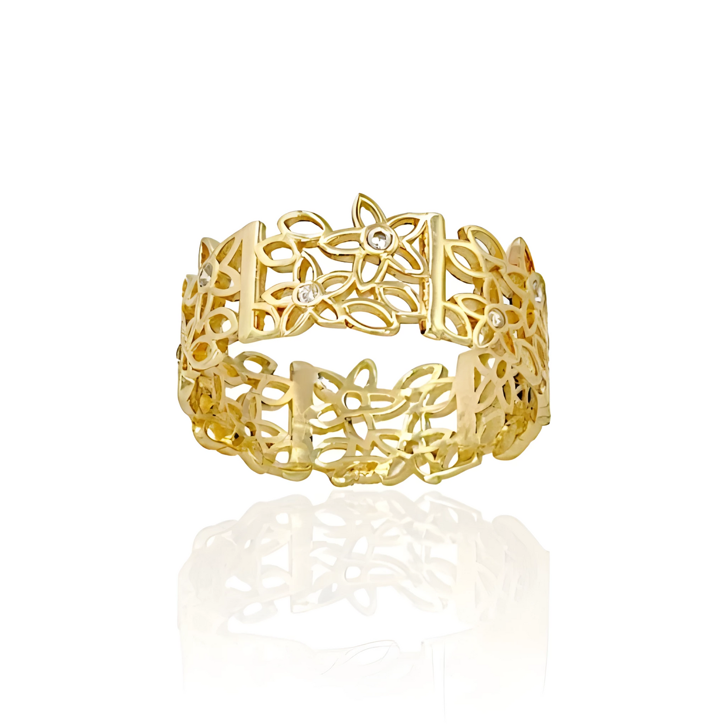 14K Gold Five Leaf Flower Ring