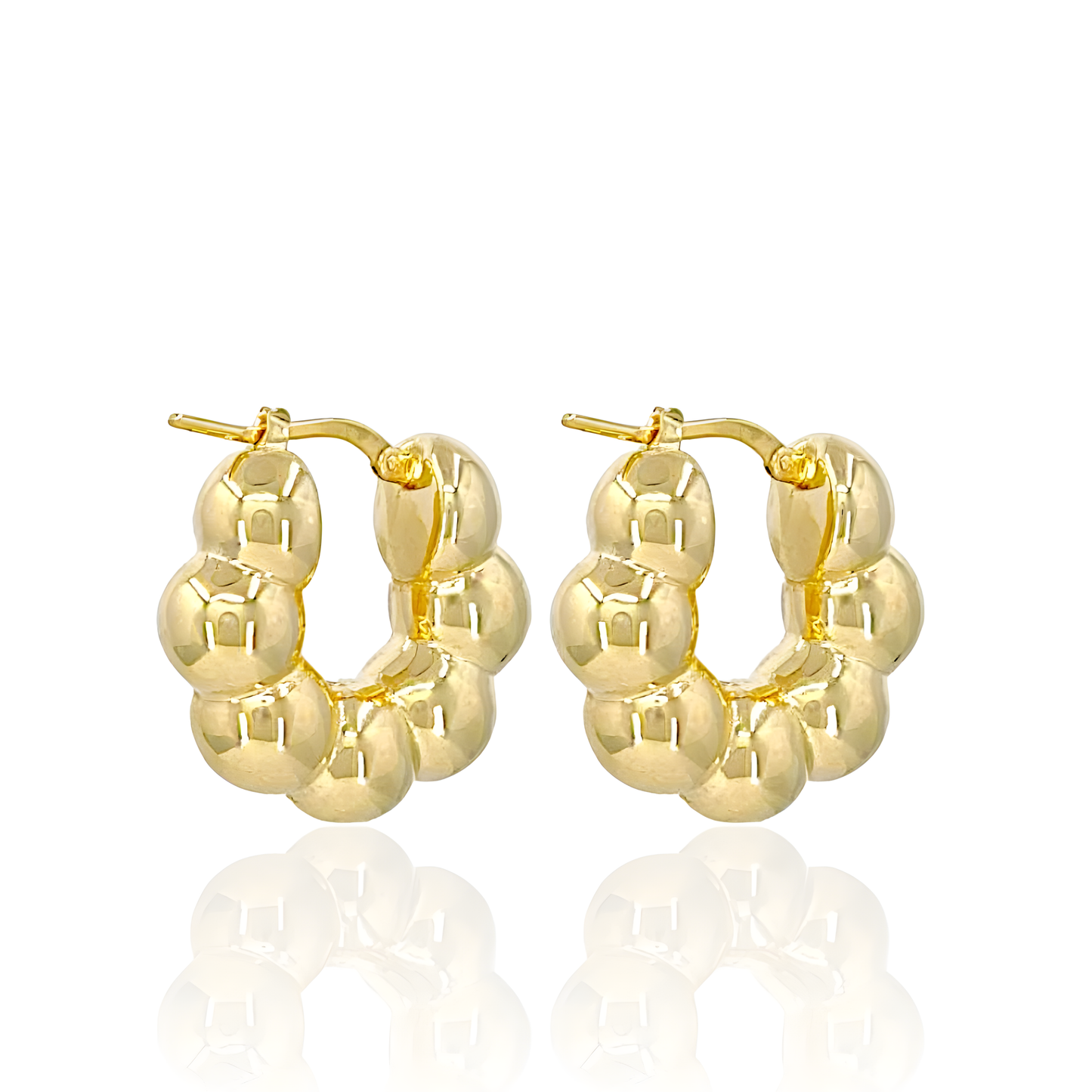 14K Gold BIG Bubbles Hoop Earrings