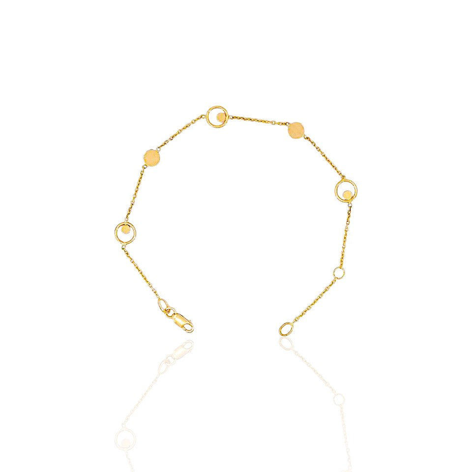 14K Gold Rounded Flat Disk Bracelet