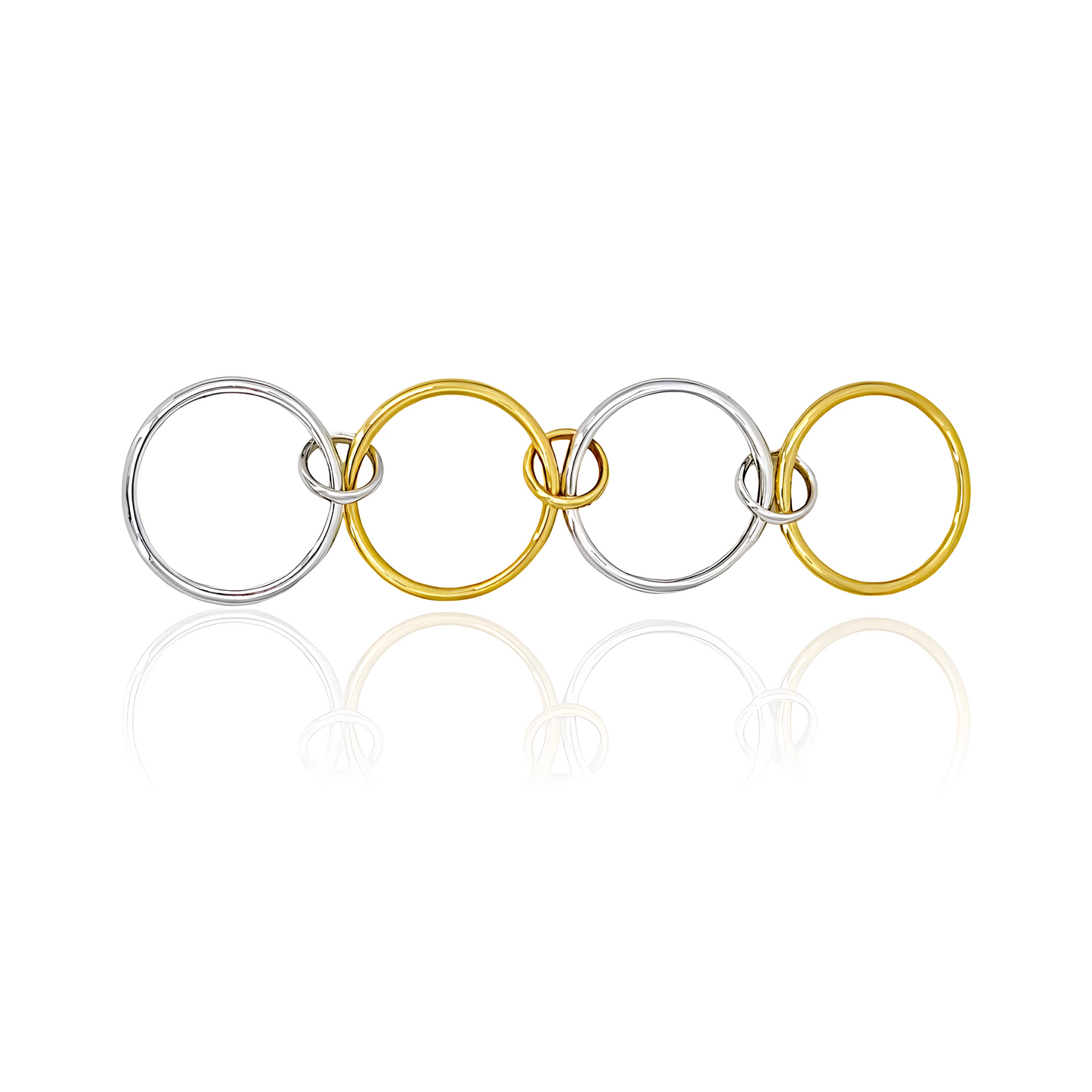 18K Mix Color Gold Quadruple Ring