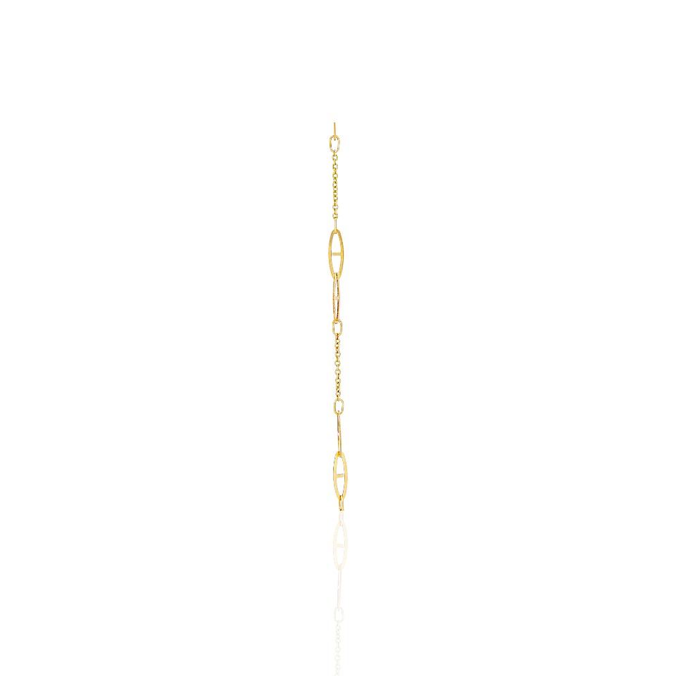 14K Gold Accented Oval Paper Clip Bracelet