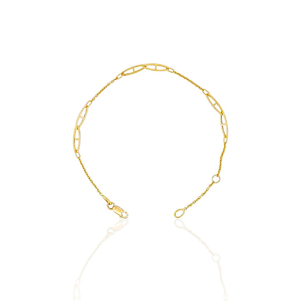 14K Gold Accented Oval Paper Clip Bracelet