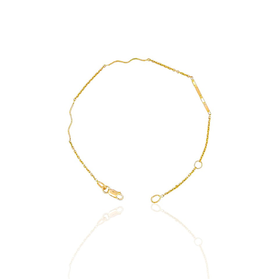 14K Gold Flat Wave Shaped Bracelet
