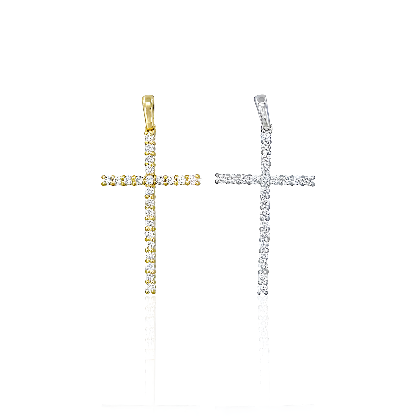 14K Gold Cross With Natural Diamonds