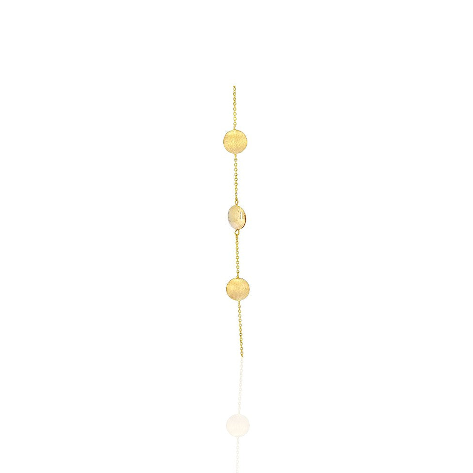 14K Gold Polished and Satin Pebble Necklace