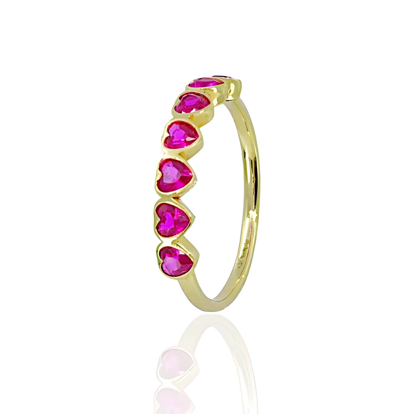 14K Gold Ring with Pretty Heart Stones