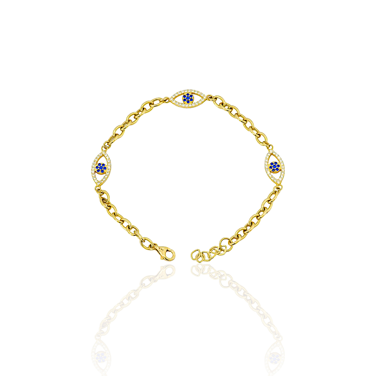 14K Gold Evil Eye Bracelet with Topaz